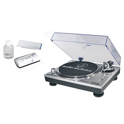 Audio-Technica AT-LP120-USB Direct-Drive Professional Turntable in Silver bundled with the AT-6012 record cleaner kit