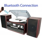 8-in-1 Boytone BT-24DJM Turntable with Bluetooth Connection, 3 Speed 33, 45, 78 Rpm, CD, Cassette Player AM, FM USB, SD Slot, Aux, Encoding Vinyl &...