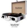 Boytone BT-101TBWT 5 in 1 Briefcase Record Player AC-DC Built in Rechargeable Battery, With 2 Stereo Speakers 3-speed 33/45/78, LCD Display, FM Rad...