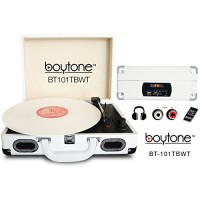Boytone BT-101TBWT 5 in 1 Briefcase Record Player AC-DC Built in Rechargeable Battery, With 2 Stereo Speakers 3-speed 33/45/78, LCD Display, FM Rad...