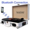 Boytone BT-101WT Bluetooth Turntable Briefcase Record player AC-DC, Built in Rechargeable Battery, 2 Stereo Speakers 3-speed, LCD Display, FM Radio...