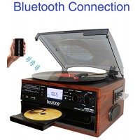 Boytone BT-22M, Bluetooth Record Player Turntable, AM/FM Radio, Cassette, CD Player, 2 built in speaker, Ability to convert Vinyl, Radio, Cassette,...