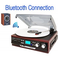 Boytone BT-37M-C Bluetooth 3-Speed Stereo Turntable, Wireless Connect to Devices speaker(Bluetooth out transfer), 2 Built-In Speakers, LCD Display,...