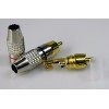 RCA Plug Solderless, Conwork 2-Pack RCA Male Plug Screws Audio Video In-Line Jack Adapter Gold Plated