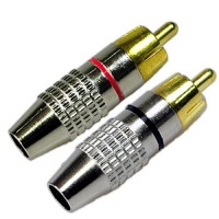 RCA Plug Solderless, Conwork 2-Pack RCA Male Plug Screws Audio Video In-Line Jack Adapter Gold Plated