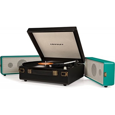 Crosley CR6230A-TU Snap Portable USB Turntable with Software for Ripping & Editing Audio, Black/Turquoise