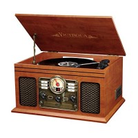 Victrola VTA-200B Nostalgic Classic 6-In-1 Turntable with Bluetooth, Mahogany