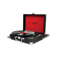 ION Audio Vinyl Motion | Portable 3-Speed Belt-Drive Suitcase Turntable with Built-In Speakers (Black)