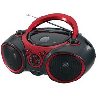 Jensen CD-490 Sport Stereo CD Player with AM/FM Radio and Aux Line-In, Red and Black