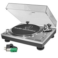 Audio-Technica AT-LP120-USB Professional Turntable (Silver) and Extra AT95E Dual Mount Cartridge