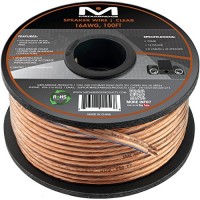 Mediabridge 16AWG 2-Conductor Speaker Wire (100 Feet, Clear) - Spooled Design with Sequential Foot Markings (Part# SW-16X2-100-CL )