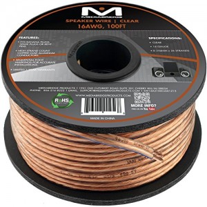 Mediabridge 16AWG 2-Conductor Speaker Wire (100 Feet, Clear) - Spooled Design with Sequential Foot Markings (Part# SW-16X2-100-CL )