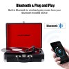 Musitrend Bluetooth Turntable Portable Suitcase Vinyl Records Player with Built-in Speakers, USB/SD Recorder, Rechargable battery, Headphone Jack, ...