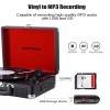 Musitrend Bluetooth Turntable Portable Suitcase Vinyl Records Player with Built-in Speakers, USB/SD Recorder, Rechargable battery, Headphone Jack, ...