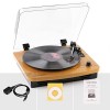 Musitrend LP 3-Speed Turntable with Built-in Stereo Speakers, Vintage Style Record Player Support Vinyl-To-MP3 Recording, RCA Output, Natural Wood