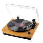 Musitrend LP 3-Speed Turntable with Built-in Stereo Speakers, Vintage Style Record Player Support Vinyl-To-MP3 Recording, RCA Output, Natural Wood