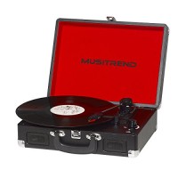 Musitrend Vinyl Record Player Classic Portable Suitcase 3 Speed Stereo Turntable with Built-in Speakers, PC Recorder, Headphone Jack, RCA line out,...