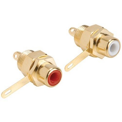Parts Express Gold RCA Jack Solder Type w/Nut Pair Hex Type