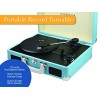 Vintage Portable Turntable - 3 Speed Record Player Suitcase - Built In Stereo Speaker and Battery - 1/8” Stereo Headphone Jack, Aux Input, RCA Outp...