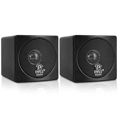 Pyle Home PCB3BK 3-Inch 100-Watt Mini Cube Bookshelf Speakers - Pair (Black) (Pair)