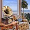 PYLE-HOME PVNP4CD Vintage Phonograph Horn Turntable with CD, Cassette, AM/FM, Aux-In and USB-to-PC Recording