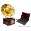 PYLE-HOME PVNP4CD Vintage Phonograph Horn Turntable with CD, Cassette, AM/FM, Aux-In and USB-to-PC Recording