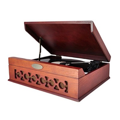 Pyle Updated Bluetooth Retro Turntable - With Speakers, Wireless Record Player, Record Player Convert Vinyl to Mp3, Mac and PC, Includes Music Edit...