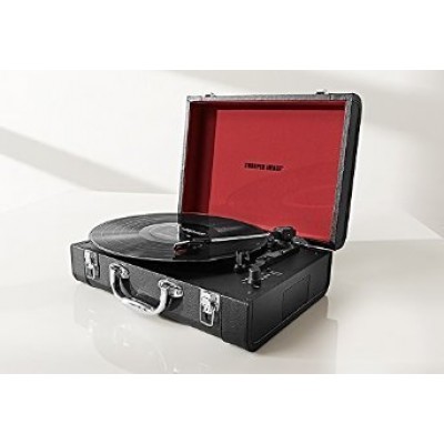 Sharper Image Bluetooth Wireless Portable Turntable With Built-In Speakers (Black)