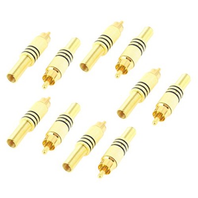 uxcell 10Pcs Gold Plated RCA Audio Video Male Connector Metal Spring Adapter