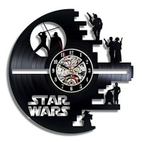 Star Wars Death Star Designed Wall Clock - Decorate your home with Modern Large Darth Vader and Luke Skywalker Art - Best gift for friend, man and ...