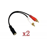yueton 2 Pack Gold 3.5mm 6" Stereo Female Mini Jack To 2 Male RCA Plug Adapter Audio Y Cable